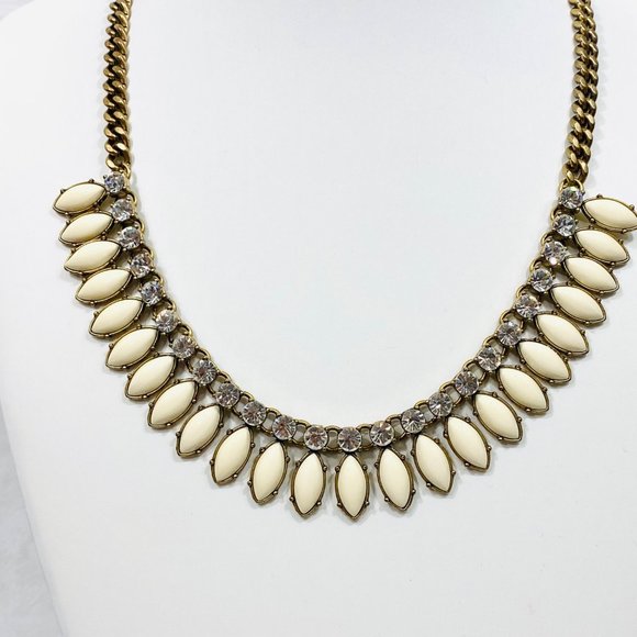 J. Crew Ivory Color Satement Necklace w/Rhinestones - 18" + 2.5" - Picture 3 of 8